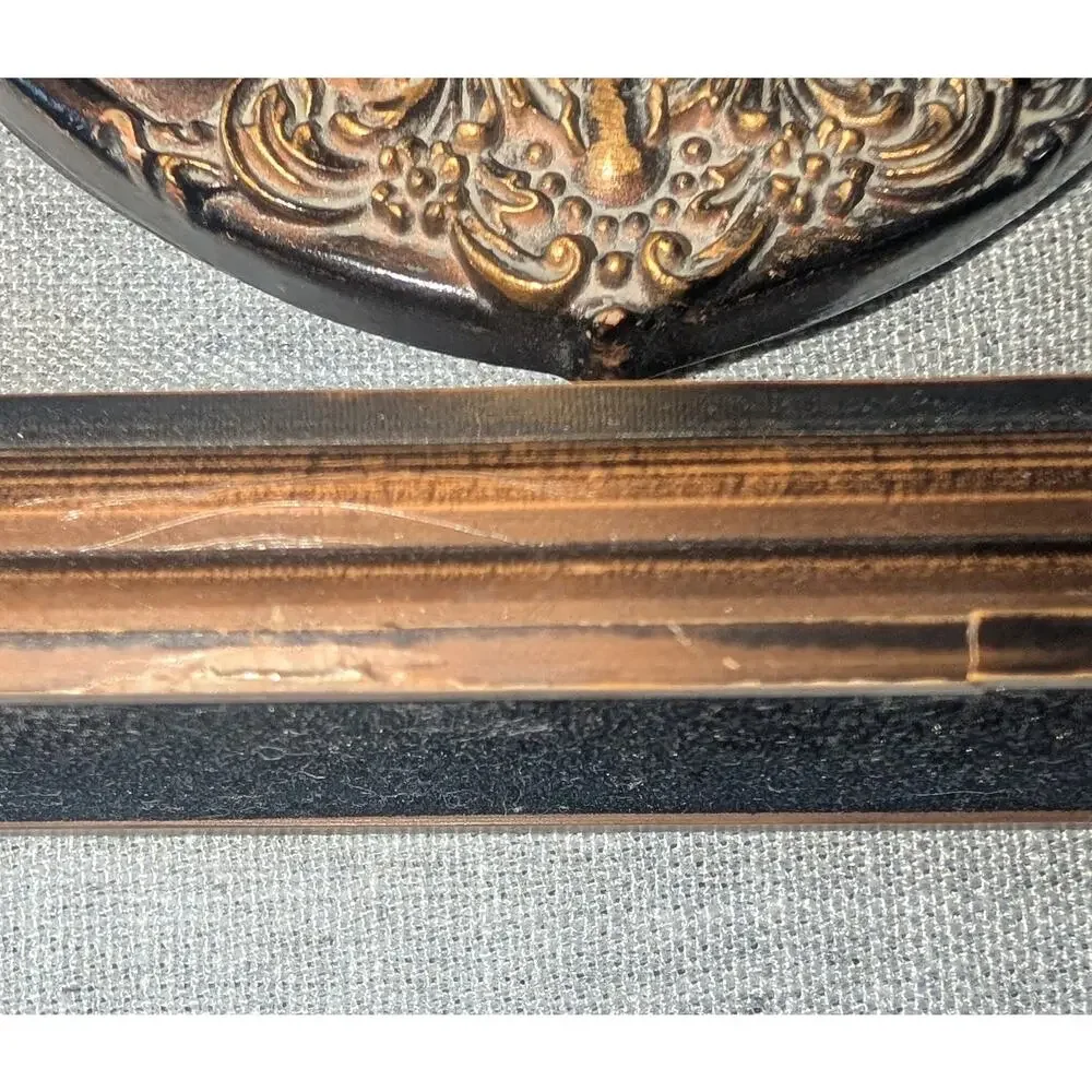 Vintage Brown and Gold Baroque Oval Tabletop Swivel Frame Ornate Victorian Style